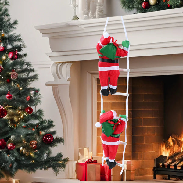 Santa Claus Climbing Ladder