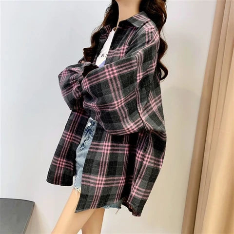 Plaid Shirt Women Long Sleeve