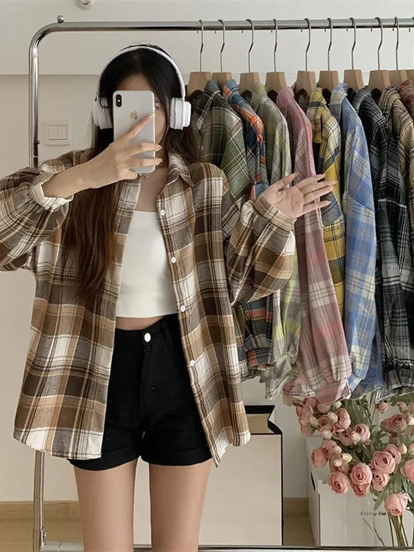 Plaid Shirt Women Long Sleeve